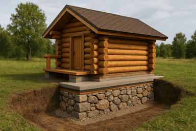 Бутовые столбы для бани 4×6 м Бутовые столбы для бани 4×6 м